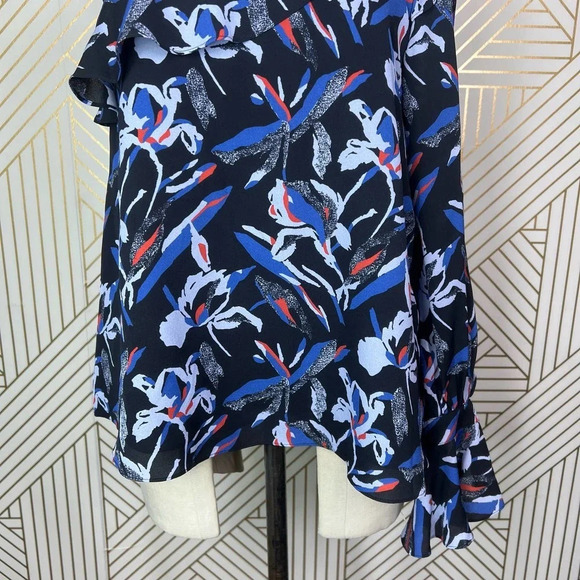 Tanya Taylor One Shoulder Floral‎ Orla Top in Blue Size 6 - Picture 5 of 12
